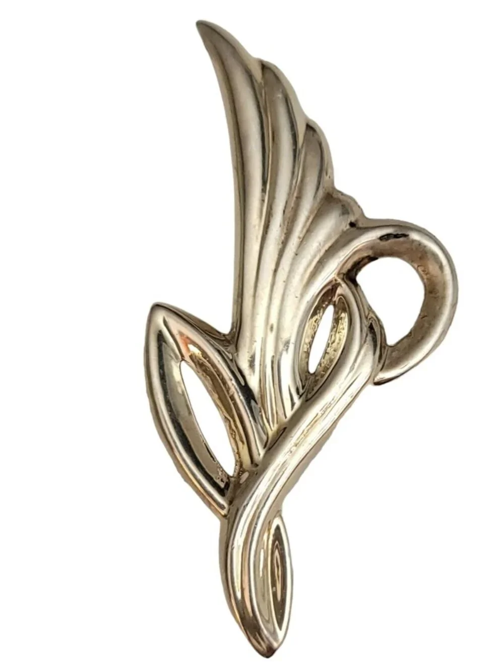 Sterling Silver Leaf Hollow Puffy Pin Brooch, M697